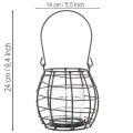 Tuinlantaarn, zwart metaal met windlicht, Ø14cm H12,5cm | Floristik24.nl