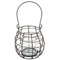 Tuinlantaarn, zwart metaal met windlicht, Ø14cm H12,5cm | Floristik24.nl