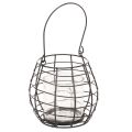 Floristik24 Tuinlantaarn met handvat, zwart, glazen kaarsenhouder, Ø17cm, H15cm