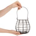 Tuinlantaarn met handvat, zwart, glazen kaarsenhouder, Ø17cm, H15cm | Floristik24.nl