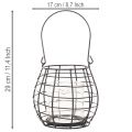 Tuinlantaarn met handvat, zwart, glazen kaarsenhouder, Ø17cm, H15cm | Floristik24.nl