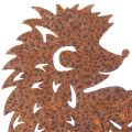 Tuinsteker met egelmotief, roestkleurige decoratie voor zomer en herfst, 53 cm | Floristik24.nl