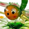 Floristik24 Decoratieve plug vlinder en bloem met metalen veren groen, oranje H70cm