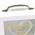 Floristik24 Spaarpot bruiloft &quot;Honeymoon Fund&quot; hout met glazen front wit H15m