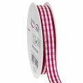 Floristik24 Cadeaulint, geruit rood, 15 mm, 20 m