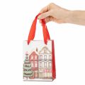 Kerstcadeautas met huisjes en kerstboom, 16 cm, 2 stuks | Floristik24.nl