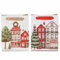 Kerstcadeautas met huisjes en