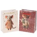 Floristik24 Kerstcadeautasje met muismotief, 16 cm, 2 stuks