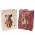 Floristik24 Cadeautasje met muismotief en sterren voor Kerstmis, 24 cm, 2 stuks