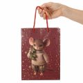 Cadeautasje met muismotief en sterren voor Kerstmis, 24 cm, 2 stuks | Floristik24.nl
