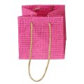 Floristik24 Cadeauzakjes met hengsels papier roze geel groen textiellook 10,5cm 12st