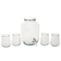 Floristik24 Glazen Drankdispenser met Kraan en 4 Glazen - 25,5 cm Hoog