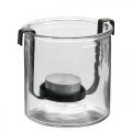 Lantaarn glas met waxinelichthouder zwart metaal Ø9×H10cm