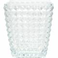 Floristik24 Glazen lantaarn kubus gefacetteerd patroon, tafeldecoratie, vaas van glas, glasdecoratie 2st