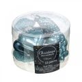 Floristik24 Mini kerstboomversiering mix glas blauw, glitter assorti 4cm 12st