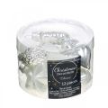 Floristik24 Mini kerstboomversiering mix glas wit, zilver assorti 4cm 12st
