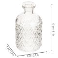 Glazen fles met diamantpatroon, decoratieve fles, vaas, klein, 13 cm, 6 stuks | Floristik24.nl