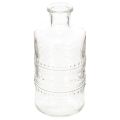 Floristik24 Glazen fles met patroon, cilindrisch, transparant, decoratieve vaas, 15 cm, 6 stuks
