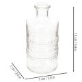 Glazen fles met patroon, cilindrisch, transparant, decoratieve vaas, 15 cm, 6 stuks | Floristik24.nl