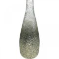 Floristik24 Tweekleurige glazen vaas, tafeldecoratie van echt glas helder, zilver H40cm