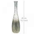 Floristik24 Tweekleurige glazen vaas, tafeldecoratie van echt glas helder, zilver H40cm