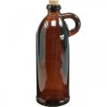 Floristik24 Glazen fles vintage met kurk en handvat bruin Ø7,5 cm H22cm