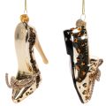 Glazen schoenornament met luipaardprint, kerstboomversiering, 13 cm, 2 stuks | Floristik24.nl
