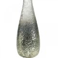 Floristik24 Bloemenvaas van glas, tafelvaas tweekleurig echt glas helder, zilver H30cm