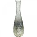 Floristik24 Bloemenvaas van glas, tafelvaas tweekleurig echt glas helder, zilver H30cm