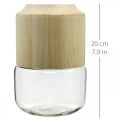 Floristik24 Glazen vaas met houten decoratieve vaas voor droge bloemisterij H20cm