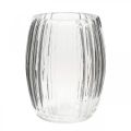 Floristik24 Glazen vaas met groeven, heldere glazen lantaarn H15cm Ø11,5cm