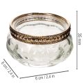 Glazen theelichthouders met decoratieve metalen rand, 6 cm, 4 stuks | Floristik24.nl