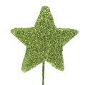 Floristik24 Mica sterren groen 4cm op draad 60st