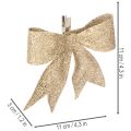 Glitterstrik, decoratieve strik, goudkleurig met clip, 11 cm, 4 stuks | Floristik24.nl