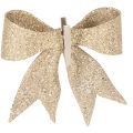 Glitterstrik, decoratieve strik, goudkleurig met clip, 11 cm, 4 stuks | Floristik24.nl