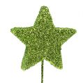Floristik24 Glitter sterren op de draad groen 5cm 48st