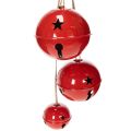 Floristik24 Rode metalen belletjes, set van 3, decoratief, 14/12/8 cm