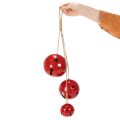 Rode metalen belletjes, set van 3, decoratief, 14/12/8 cm | Floristik24.nl