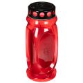 Floristik24 Grafkaars rood, deksel zwart, herdenkingskaars 4 dagen 23 cm