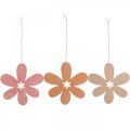 Floristik24 Deco bloem houten hanger houten bloem oranje/roze/geel 12 stuks
