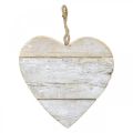 Hart gemaakt van hout, decoratief hart om op te hangen, hart deco wit 20cm