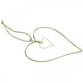 Decoratief hart om op te hangen, hangende decoratie metalen hart goud 10,5 cm 6 stuks