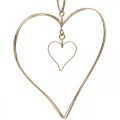 Floristik24 Decoratief hart om op te hangen, hangende decoratie metalen hart goud 10,5 cm 6 stuks