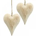 Hart gemaakt van hout, decoratief hart om op te hangen, hartdecoratie H16cm 2st