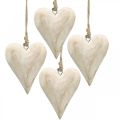 Floristik24 Hart gemaakt van hout, decoratief hart om op te hangen, hartdecoratie H10cm 4st