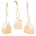 Floristik24 Keramische peperkoekhuisjes als hangdecoratie voor de winter en kerst, 6 cm, 3 stuks