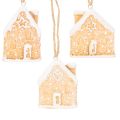 Keramische peperkoekhuisjes als hangdecoratie voor de winter en kerst, 6 cm, 3 stuks | Floristik24.nl