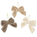 Floristik24 Decoratieve pluche strik met ophanglus, 16 cm, 3 stuks