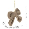 Decoratieve pluche strik met ophanglus, 16 cm, 3 stuks | Floristik24.nl