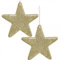 Floristik24 Kerstdecoratie ster hanger gouden glitter 18,5cm 4st